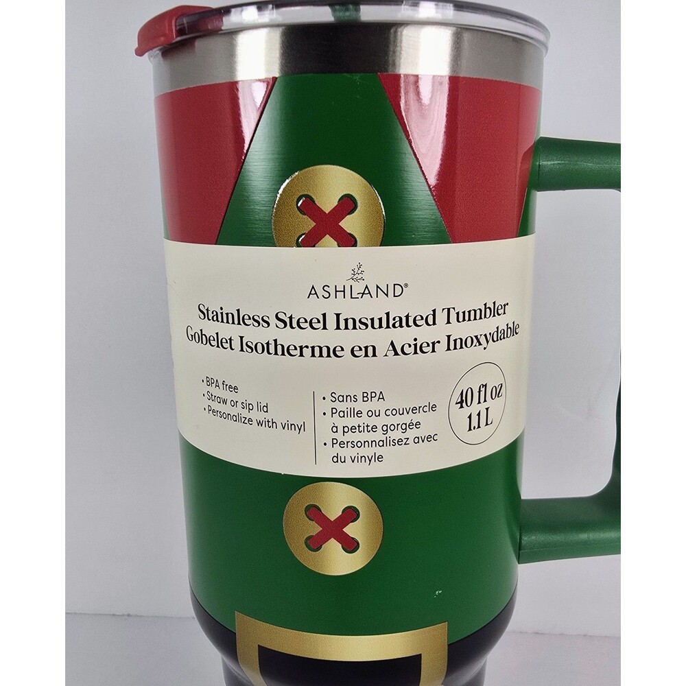 Ashland Stainless Steel Insulated Tumbler 40 fl oz Christmas Elf Green Red New